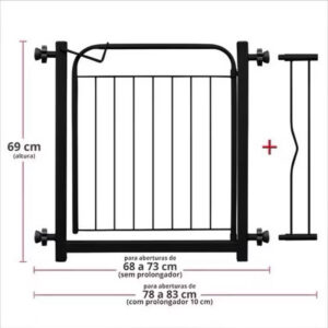 Achadinhos: Grade Portão Proteção Pet Cachorro 69 cm A 84 cm Criança Cães Anti Ferrugem Não Precisa Furar Parede Black Deal BR