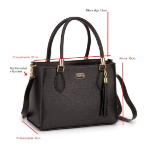 Achadinhos: Lorena Baby Estilosa Couro Transversal Mão e Ombro Moda Casual 2024 Black Deal BR