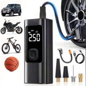 Achadinhos: Bomba de Ar Digital Portátil Compressor Inflator Multi-função Calibrador de Carro Recarregável M6 Black Deal BR