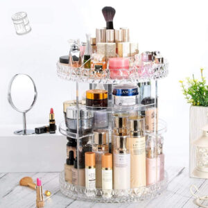 Achadinhos: Organizador de Maquiagem Giratório 360º Acrílico, Prateleiras para Cosméticos, Produtos de Beleza Black Deal BR