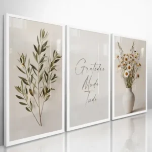 Achadinhos: Quadros Decorativos Boho Gratidão Muda Tudo Sala Kit 122×60 Black Deal BR