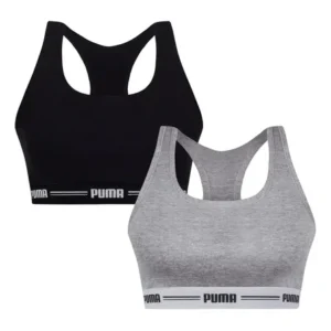 Achadinhos: Kit 2 Top Academia Puma Treino Fitness Esportivo Algodão Black Deal BR