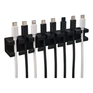Achadinhos: Organizador Fios Cabos Mesa Escritório Preto Branco Rack Gerenciamento Acabamento Suporte Adesivo Dupla Face Calha Organizadora Esconde 8 Fio Clickstock Black Deal BR