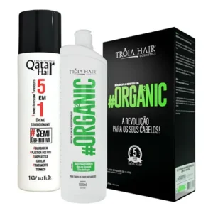 Achadinhos: Progressiva Organica + Escova 5em 1  Qatar Hair 2x1litro Black Deal BR