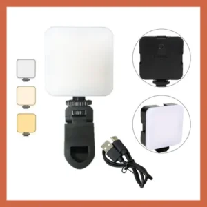 Achadinhos: Luz Led Iluminação Portátil Com Clip Câmera Celular Pro6000k Preto Black Deal BR