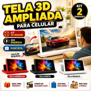 Achadinhos: Lente De Aumento Tela 2 3d Suporte Ampliador De Zoom Celular Black Deal BR