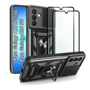 Achadinhos: 2x Película Capa Capinha Para Samsung Galaxy A17 A26 5g Case Preto Samsung Galaxy A17 / A26 5g Black Deal BR